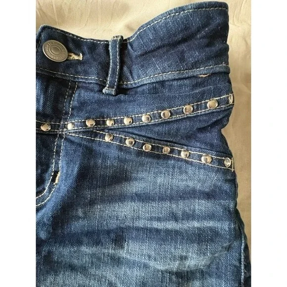 Abercrombie Kids Girl's Size 7/8 Denim Mini Skort Studded Blue Jeans Summer - Picture 2 of 10
